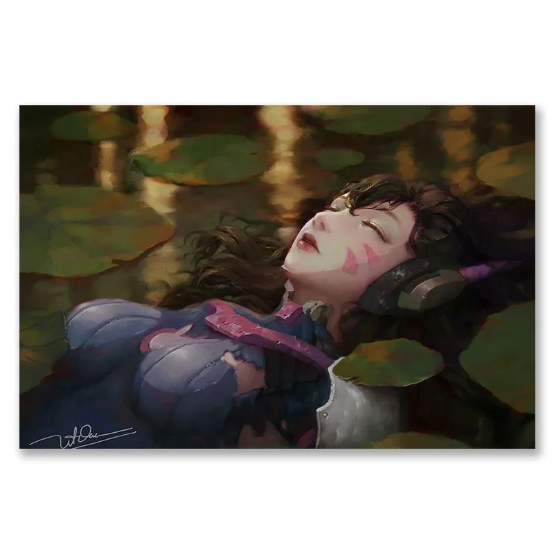 Overwatchs d. va плакат аниме Шелковые Плакаты d. va настенные художественные принты для спальни бескаркасные картины Overwatchs