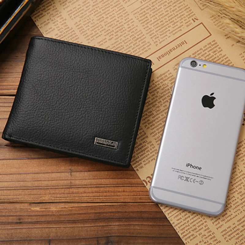 100% кошелек из натуральной кожи модный короткий Мужской повседневные однотонные