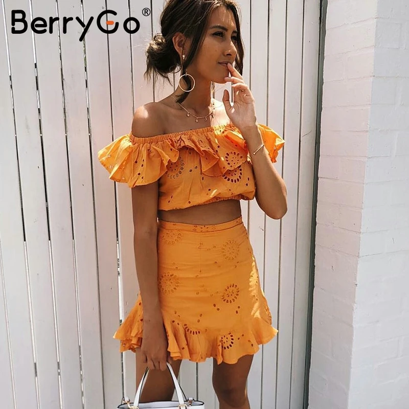 BerryGo с открытыми плечами из хлопка кружевное пикантное платье Chic Вышивка
