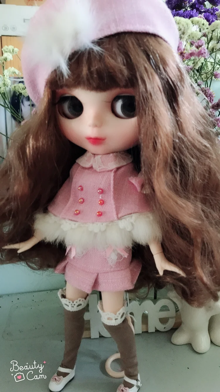 Зимняя Одежда для кукол Blyth Doll 5 шт./компл. розовое платье принцессы + палантин