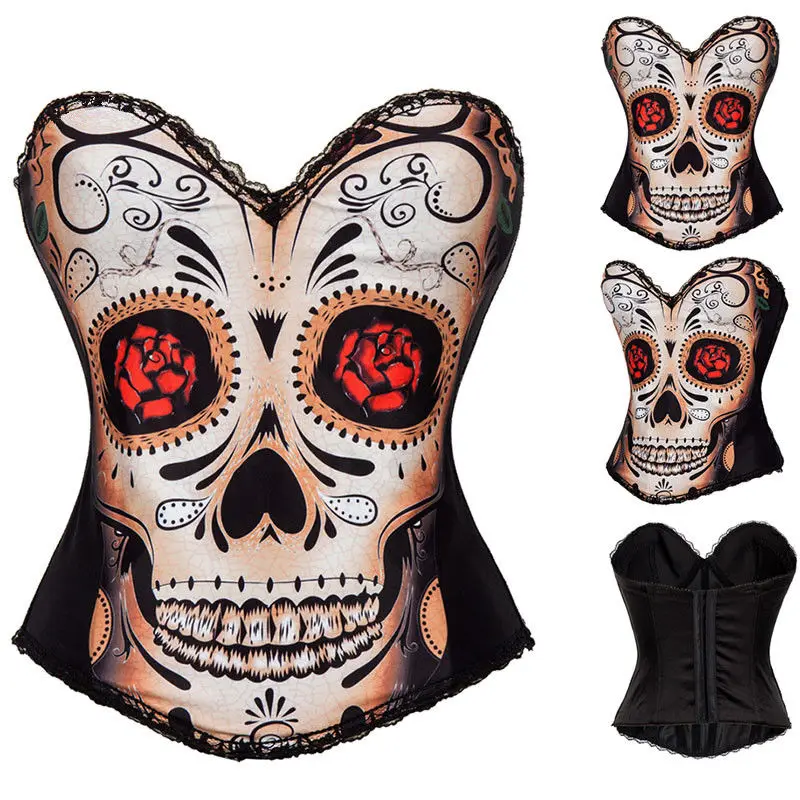Винтажный готический панк креативный принт корсет Бюстье Размер S XXL|corset bustier|print