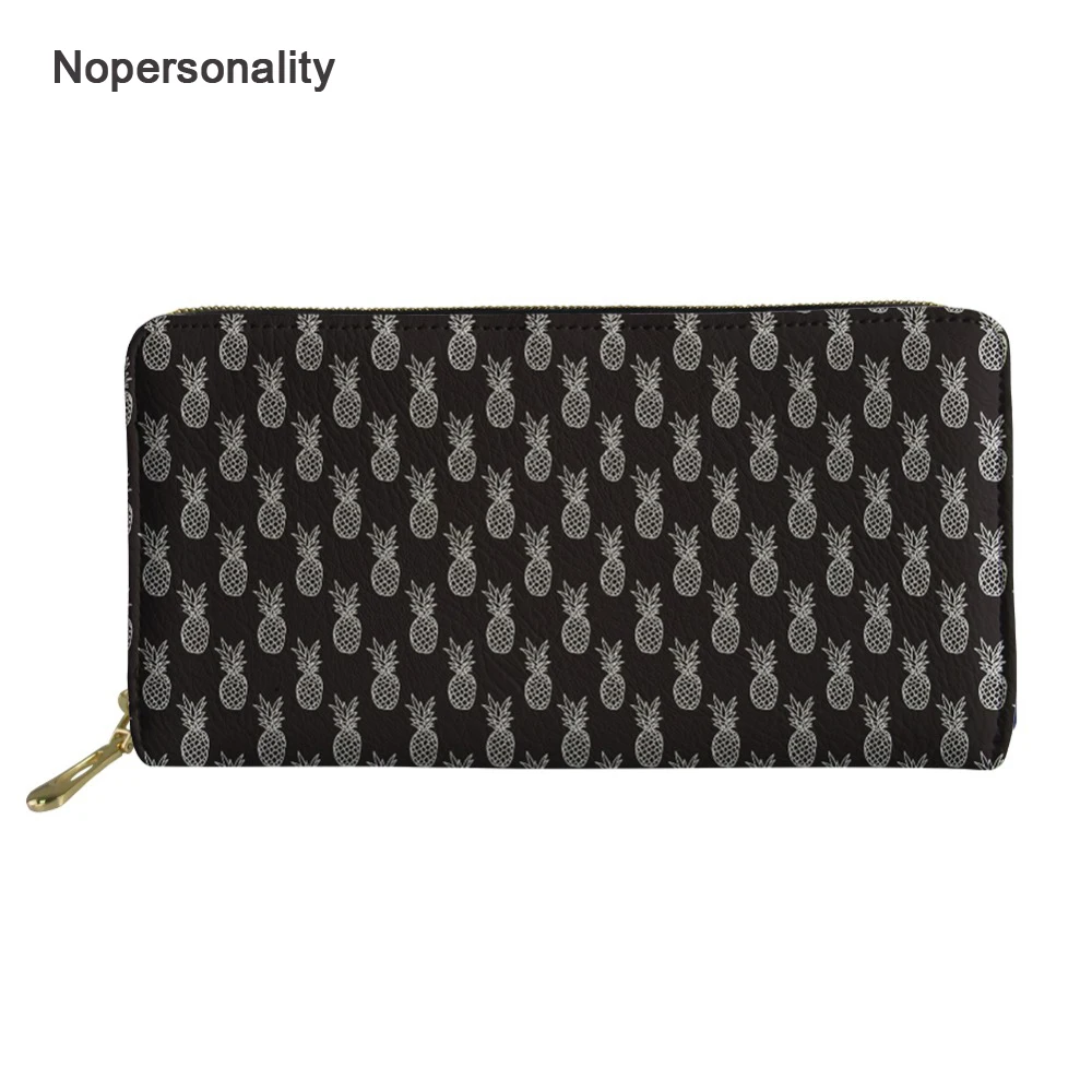 

Nopersonality Leather Pineapple Print Women Clutch Hand Bag Long Leather Zipper Wallets Organizer Female Coin Purse Card Holders