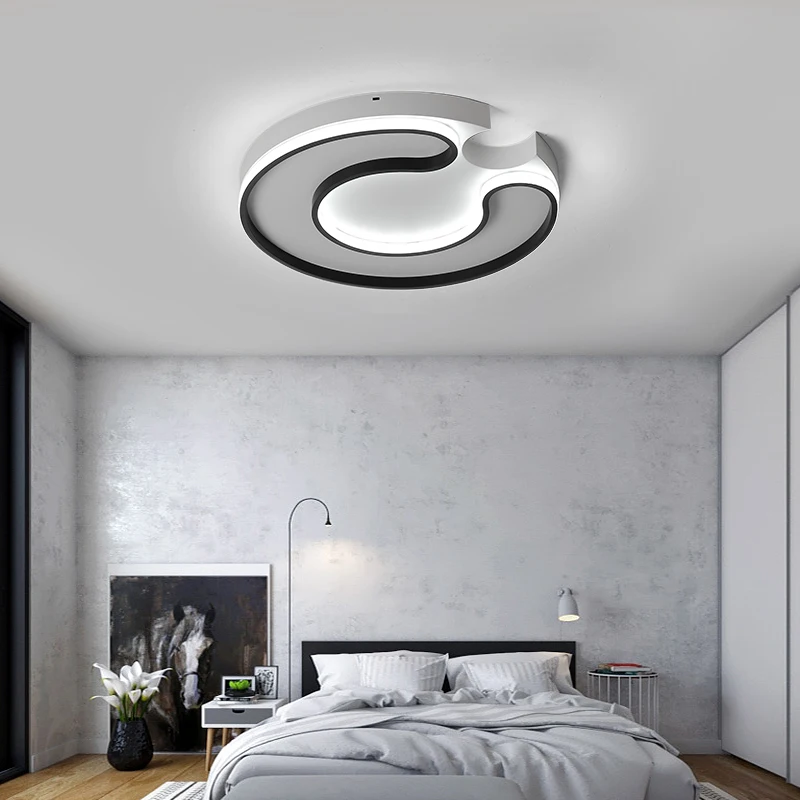 White/Black led lamp Modern Led Ceiling Lights For Livingroom Bedroom Study Room Home Deco Remote dimming Ceiling Lamp Fixtures