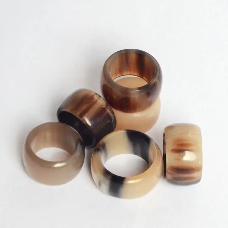 

Natural Man Horn Rings Mix Wholesale Tibet Yak Horn Rings 10pcs lot New Arrival