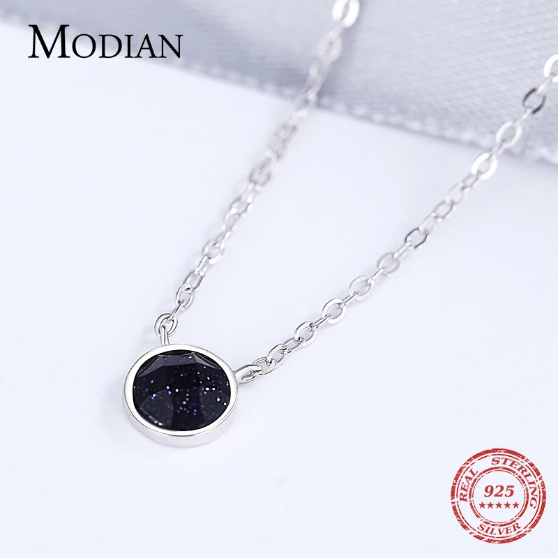 MODIAN, чистое 925 пробы, серебряное, Галактическое, нутурное, черное, круглая форма, цепочка, колье, ожерелье для женщин, роскошное, массивное ювелирное изделие