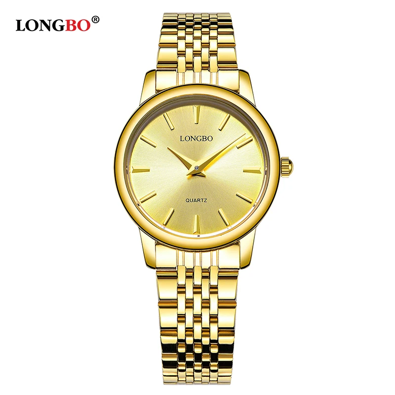 LONGBO,, роскошные часы для влюбленных, для мужчин, Hombre, Reloj, для женщин, золото, нержавеющая сталь, кварцевые наручные часы, подарки, Montre Homme 80275 - Цвет: Gold Gold Women