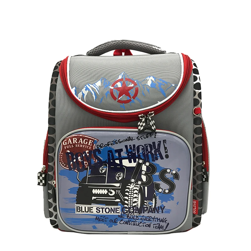 GOLOVE brand School Bags for boys Waterproof nylon School backpacks Children Orthopedic Backpack Cartoon car book bag Grade 1-5