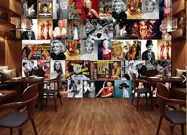 

Custom retro wallpaper.Hollywood star poster.3D wallpaper mural for living room sofa cafe background waterproof PVC wallpaper