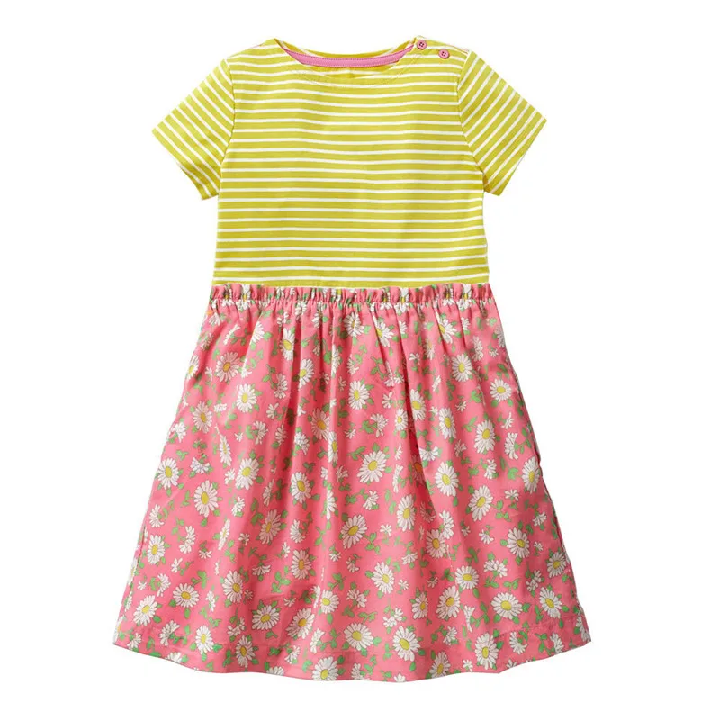 Детское Хлопковое платье-пачка с коротким рукавом в полоску | Детская одежда и