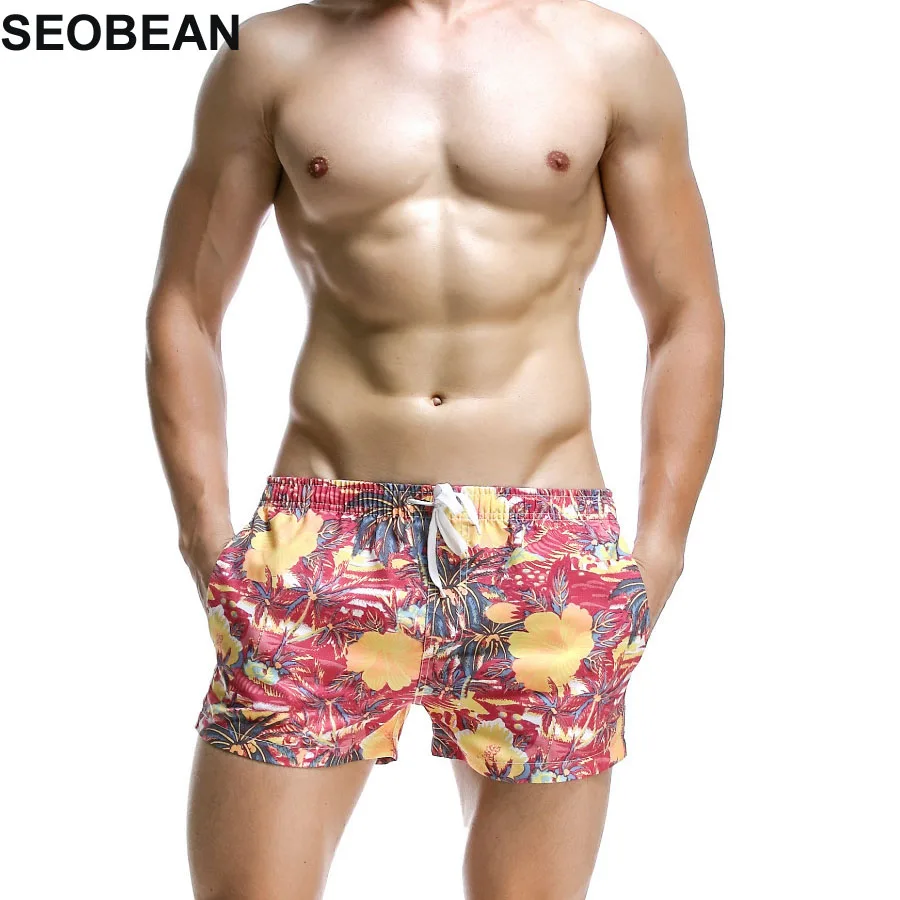 SEOBEAN красные кокосовые пальмы пляжные мужские купальные шорты сексуальные