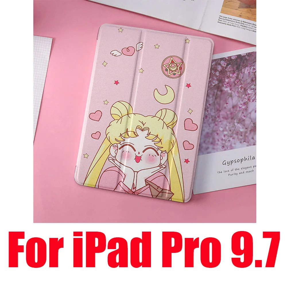 Acting Cute Pro 9.7 Милые Чехлы Сейлор Мун для iPad 2/3/4 Mini 1 2 3 4 5 Air 1 2 10,5 Pro 9,7 10,5 мягкий кожаный чехол для планшета - Цвет: Acting Cute Pro 9.7