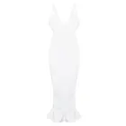 2020 женское сексуальное Белое платье для ночного клуба с завязками и хвостом рыбий хвост средней длины из вискозы Бандажное платье