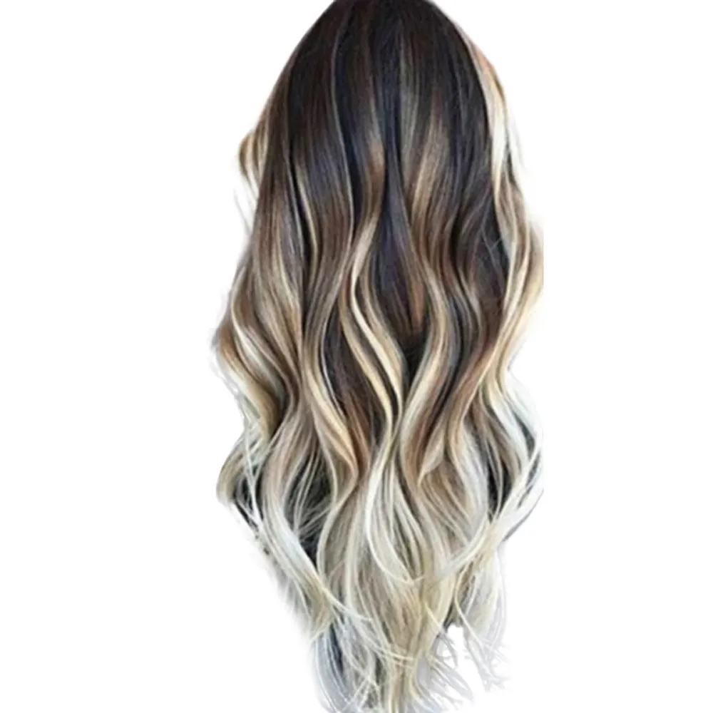 Пикантные Для женщин длинные волосы парики Градиент Серый Вечерние вьющиеся