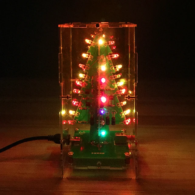 5 шт./лот DIY 3D Xmas Tree электронный набор для пайки 7 цветов мигающий LED научный