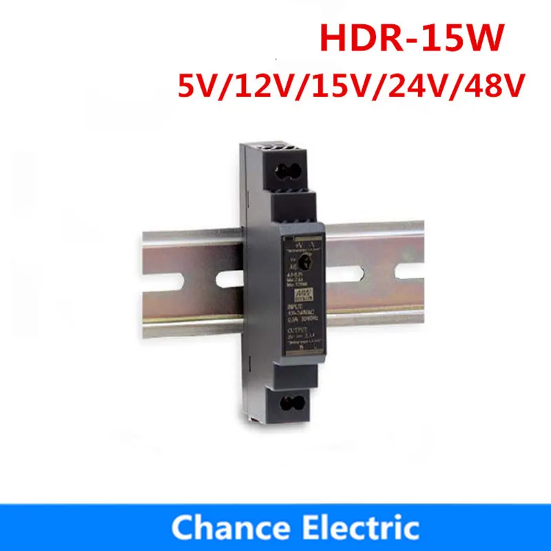 HDR-15w 5 в 12 В 15 в 24 в 48 в 15 Вт meanwell источник питания 15 Вт Ультра тонкая ступенчатая форма din-рейка импульсный источник питания HDR-15