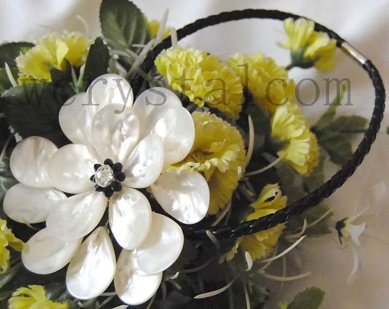 Очаровательная белая Морская раковина цветок черный прозрачный кристалл