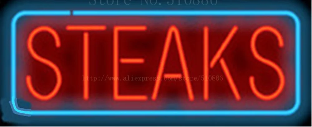 Неоновая вывеска Steaks Настоящая стеклянная трубка для пива паба ресторана