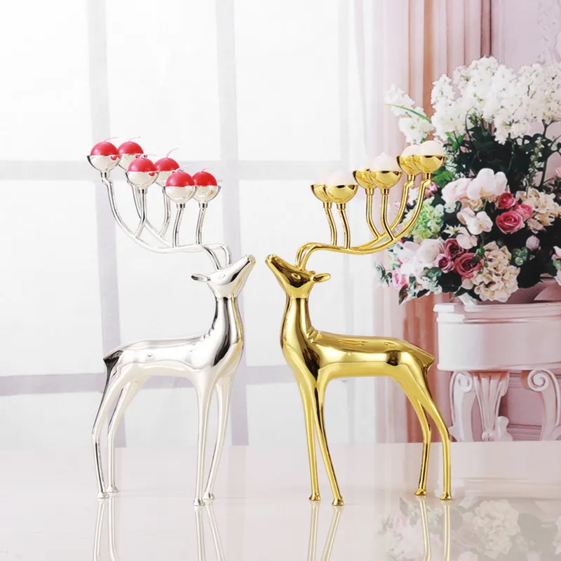 

Deer Candle Holders Alloy Candlestick Candelabra wedding centerpieces for tables Decoration candle stand free shipping
