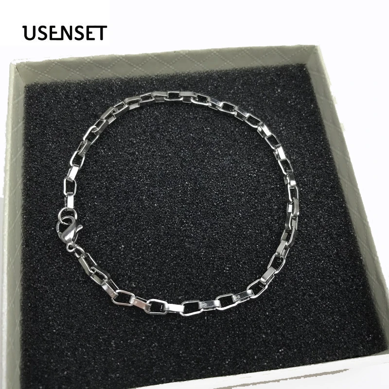 USENSET сетчатый Браслет ювелирные изделия модного серебристого цвета толщиной