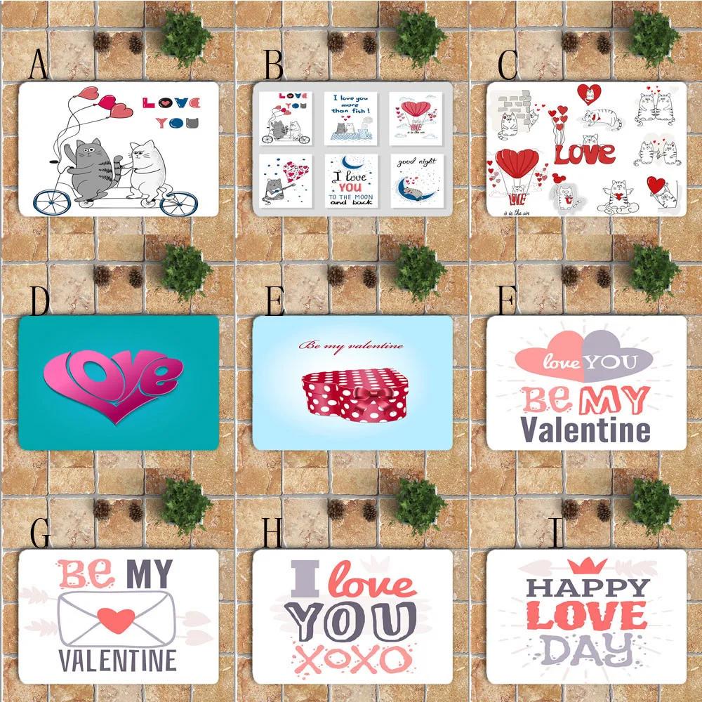 9 styles door carpet entrance Valentine's Day Printed Non-Slip Rug Dining Floor Mat Room Home Bedroom Carpet home Decor F300111 | Дом и
