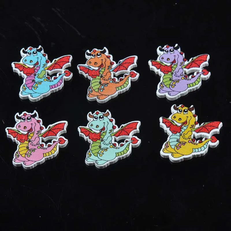 Новые модные деревянные декоративные пуговицы с драконом для Скрапбукинг, поделки, шитье, принадлежности 28x27 мм 50 шт. MT1582