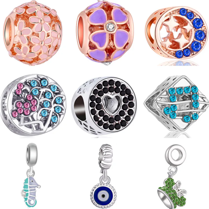 Кристалл маленький кролик Цветок Дерево Сердце талисман Микки бусины подходят