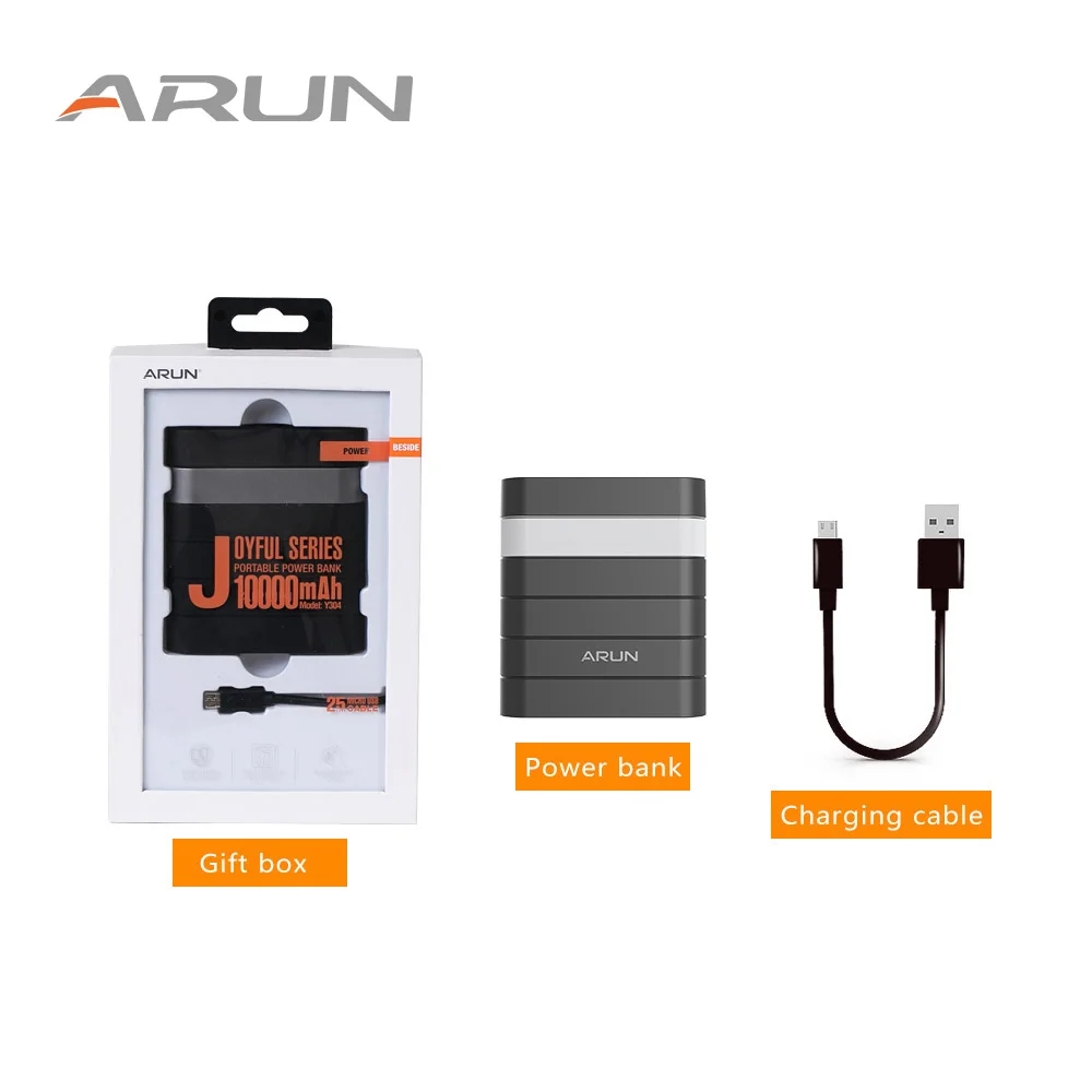 ARUN High Safety 10000mah Power Bank Dual USB Output 2.1A Portable Backup Battery Packs For Samsung iPhone Xiaomi Huawei | Мобильные