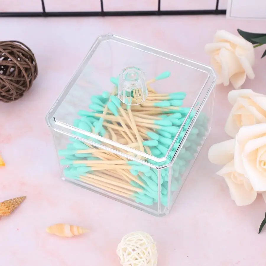 Acrylic Transparent Cotton Swab Storage Case Holder Container Organizer Makeup Brushes 4 | Красота и здоровье