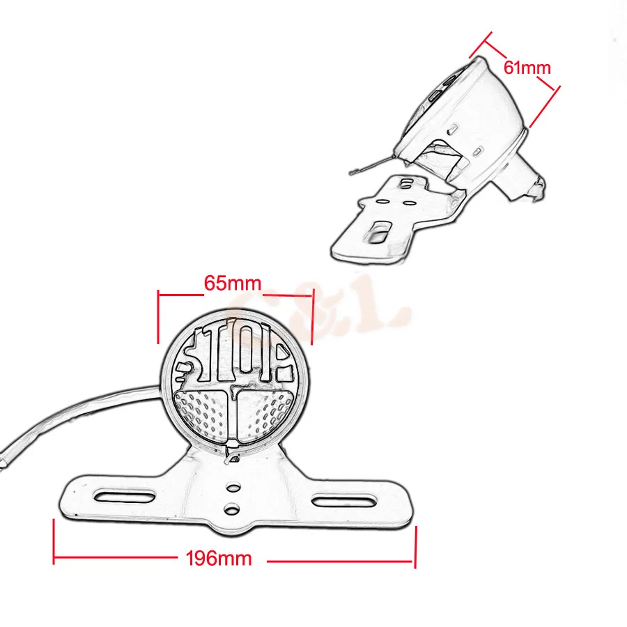 Мотоциклетная черная стоп винтажная лампа номерного знака задний стоп-сигнал