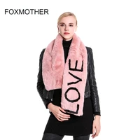 foxmother 2021 new winter fashion soft black pink faux fur collar scarf love letter scarves women gifts