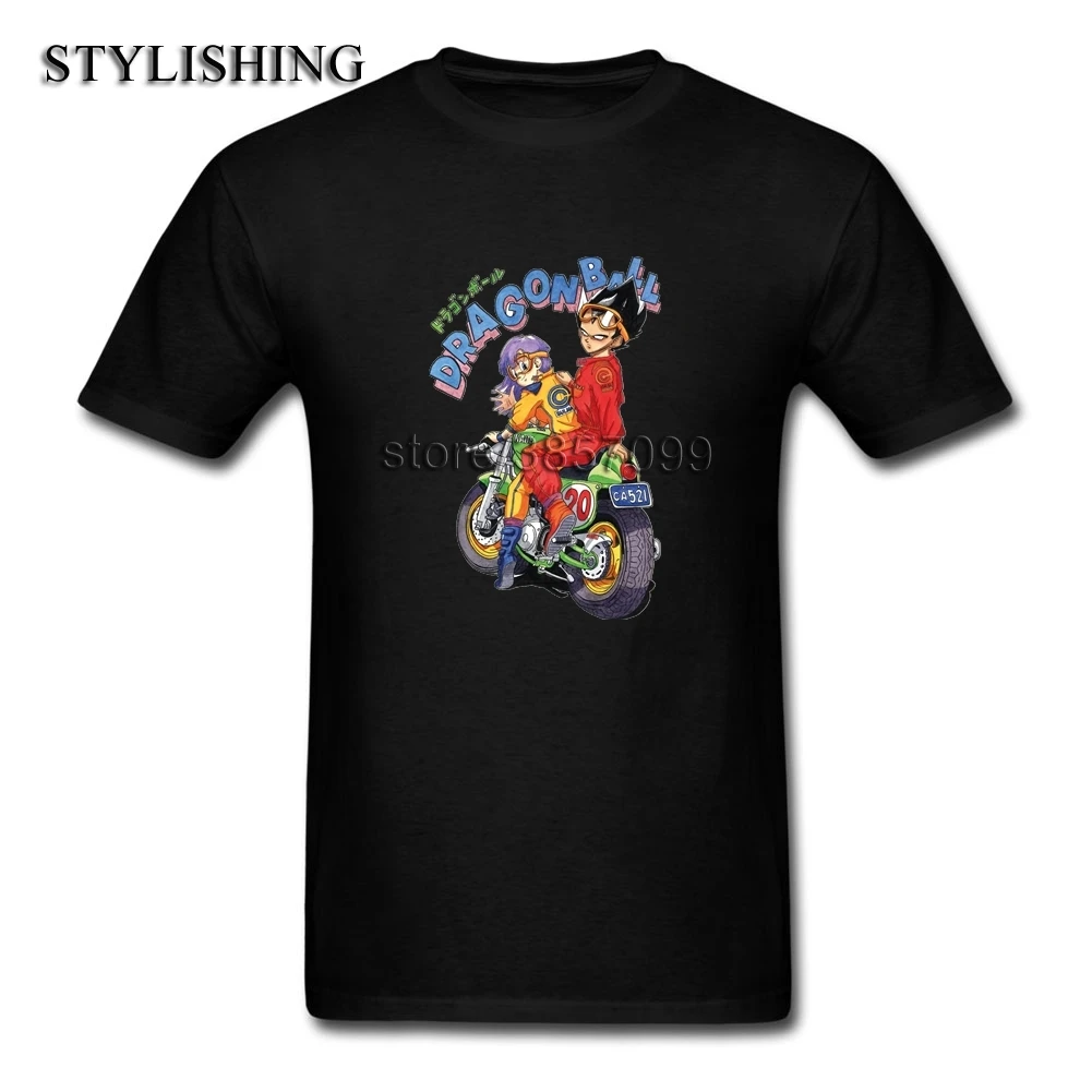 Модные топы мужская футболка хлопок круглый вырез горловины Dragon Ball мотоцикл с