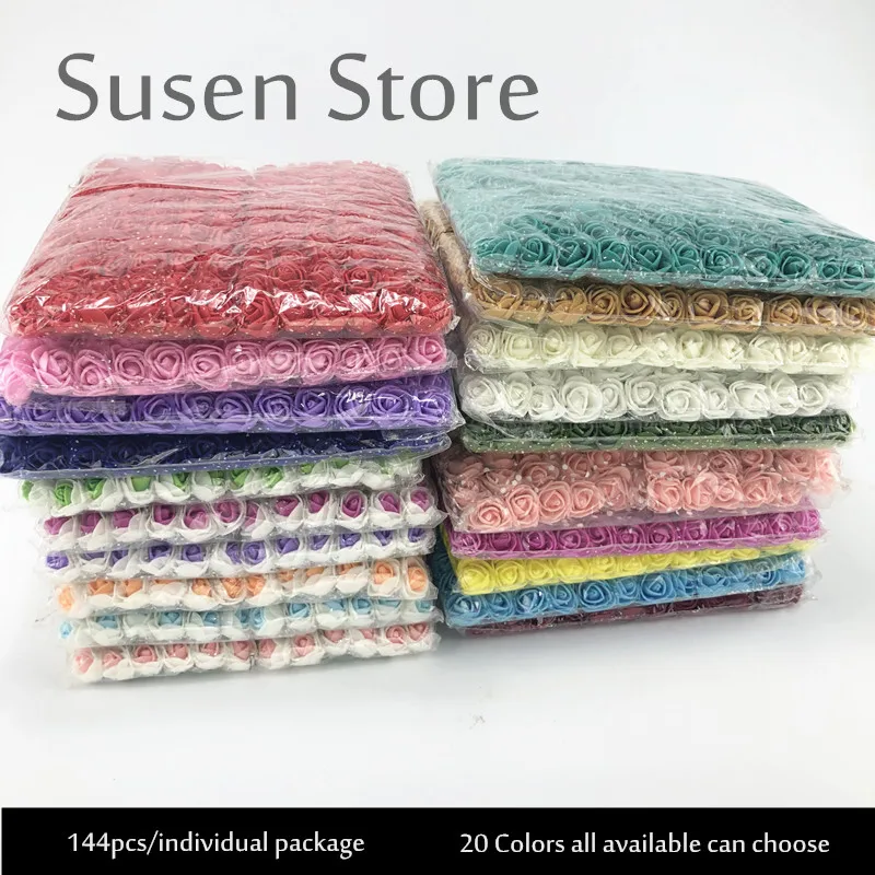 144 шт 2 см мини пена Искусственный цветок розы Букет Многоцветный Роза свадебное