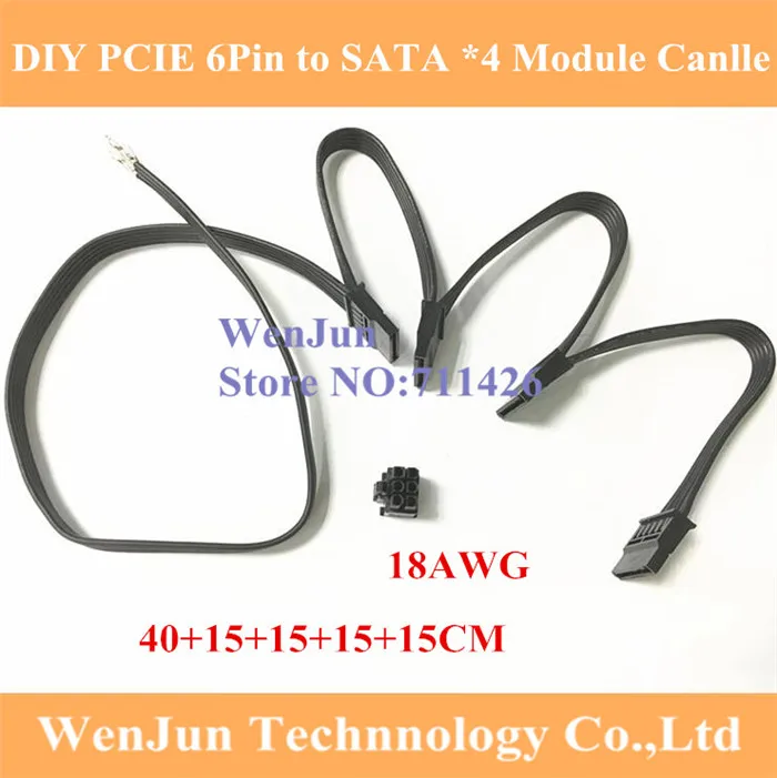 

DHL FREE DIY 6Pin PCI-E to 4 * SATA Molex 15pin Modular Power Supply Cable for Seasonic KM3 Series/seasonic SS-620GM/V850