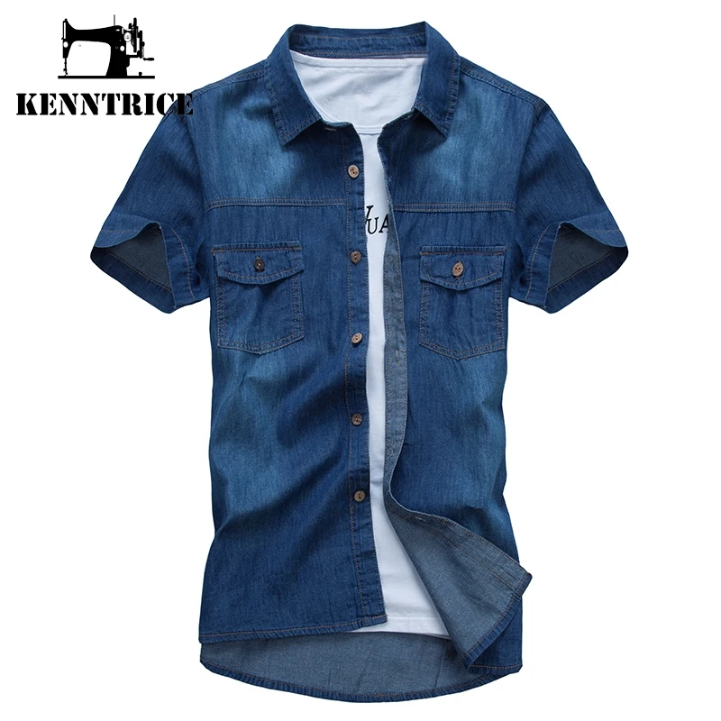 Kenntrice рубашка мужская джинсовая брендовые винтажные джинсы Весна Slim Fit