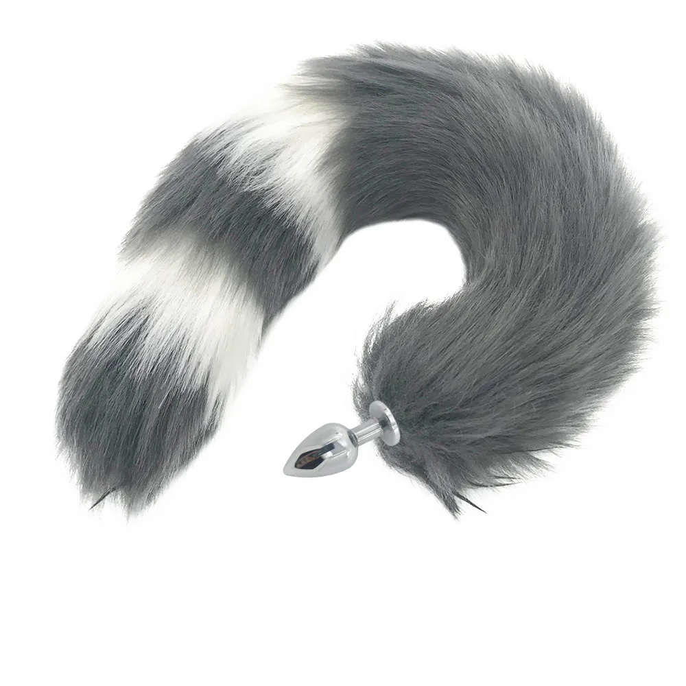 Анальная пробка из нержавеющей стали с лисьим хвостом большие анальные пробки