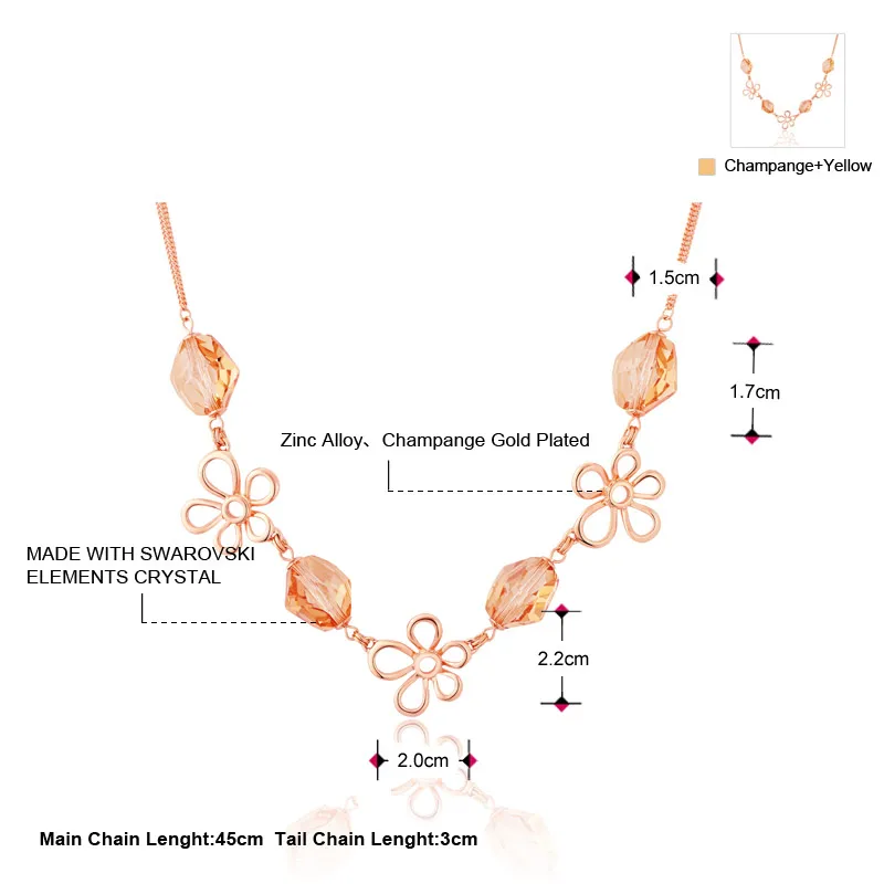 Ожерелье с кристаллами Neoglory элегантное романтическое ожерелье цвета