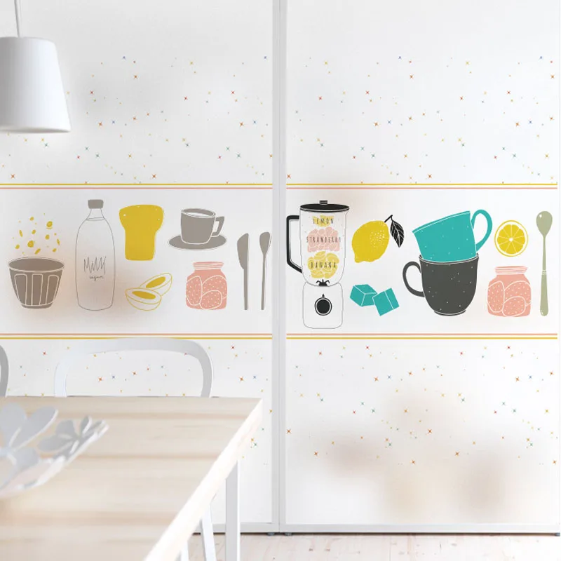 Стеклянная наклейка на окно кухни без клея Электростатическая пленка прозрачные