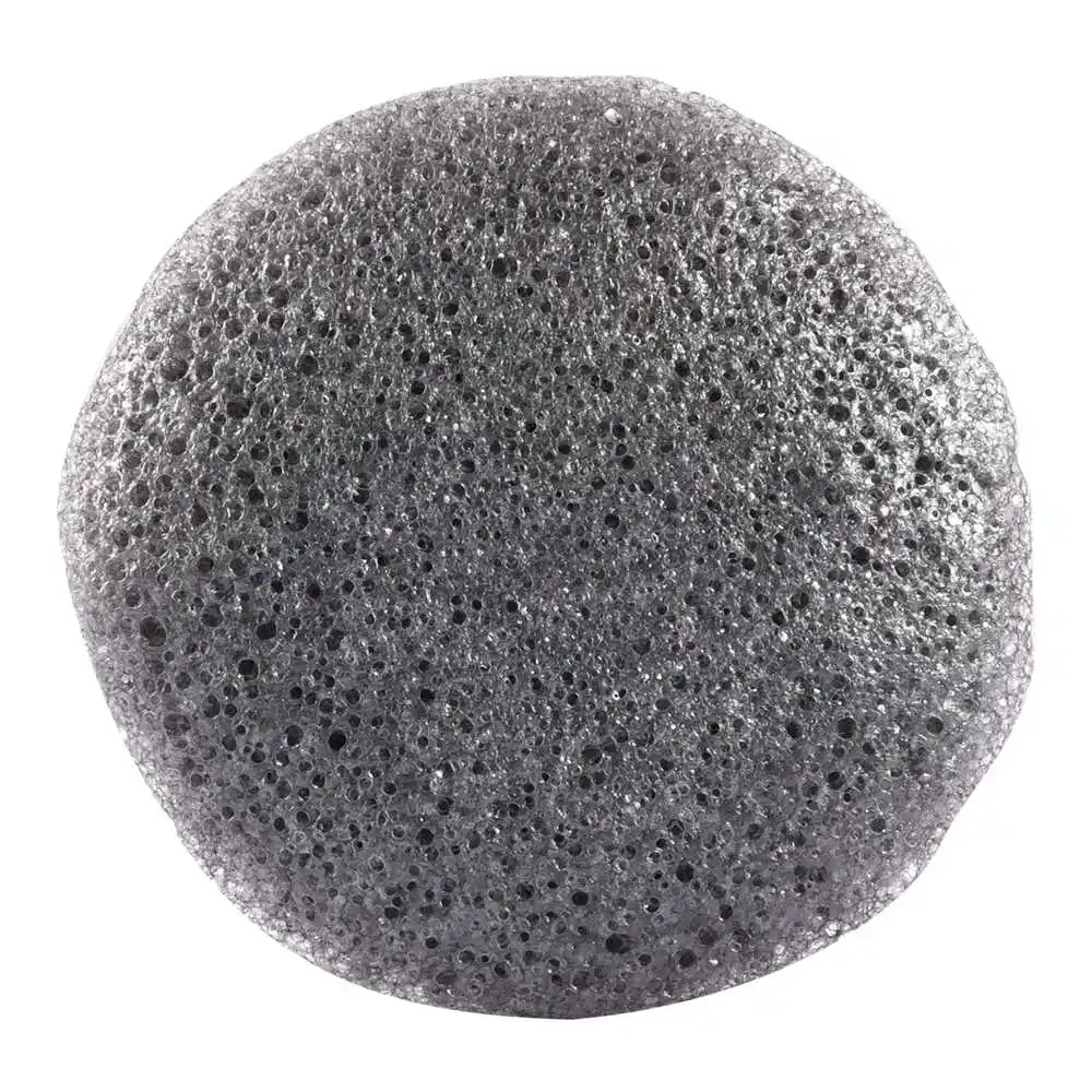 black Fulljion 1pcs Konjac Cosmetic Puff Round Shape Face Wash Natural Facial Cleanser Plant Cotton Bamboo Charcoal Wet Sponge Makeup - Color: black
