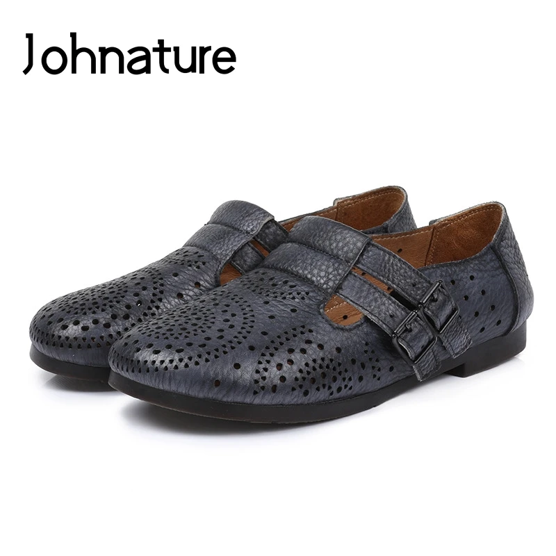 Женские туфли на плоской подошве Johnature повседневные однотонные из натуральной