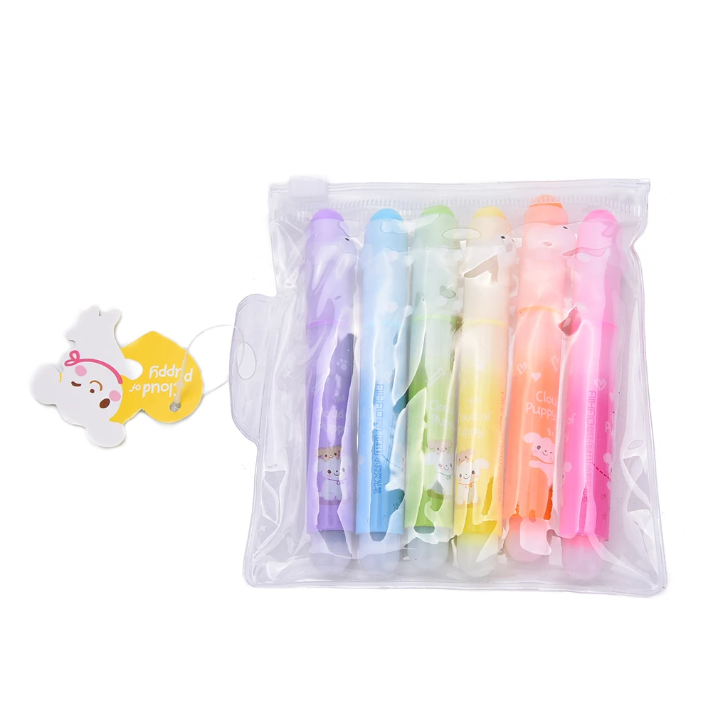 6 шт./компл. маркерные ручки ярких цветов флуоресцентная ручка Kawaii Dog Maker для детей