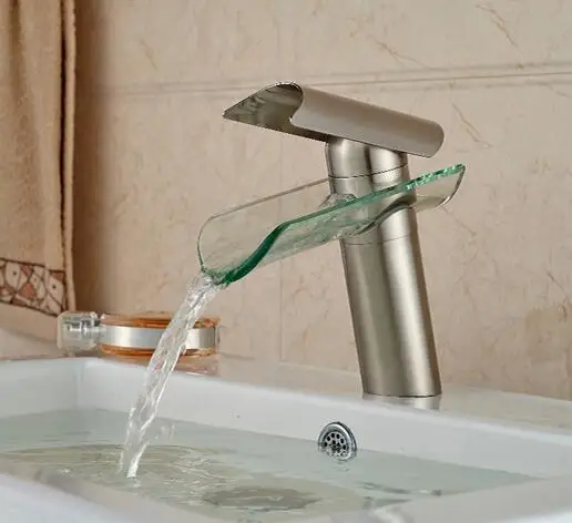 Стеклянный матовый смеситель для раковины с одной ручкой стеклянный водопад