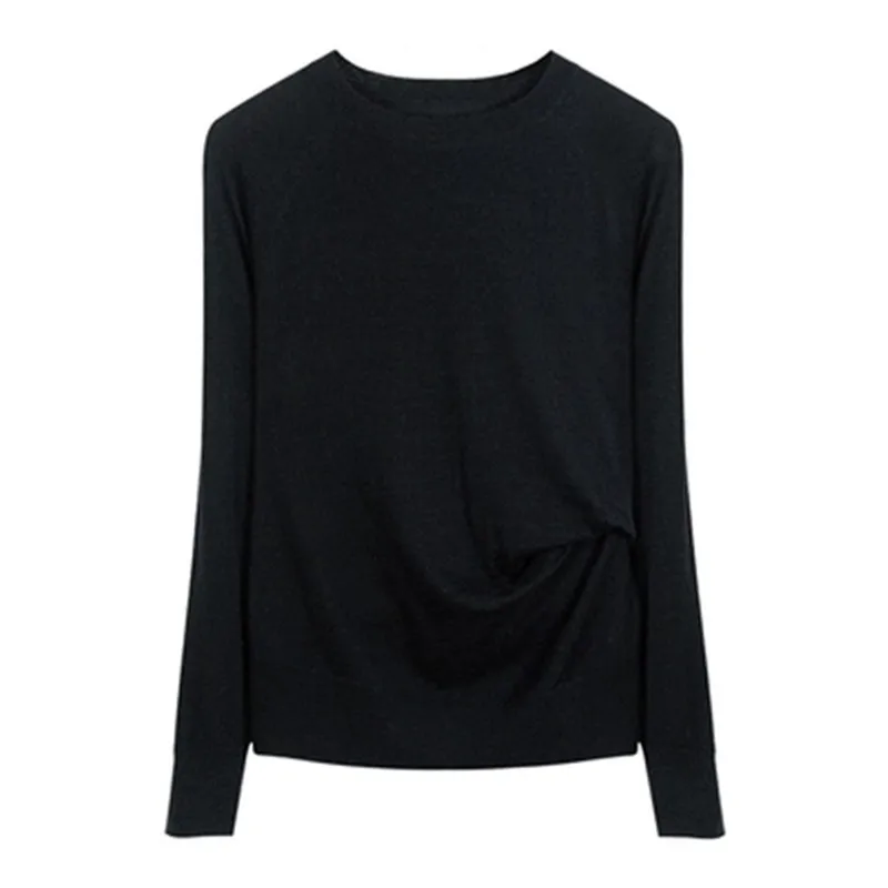 Женский короткий свитер ручной работы однотонный трикотажный пуловер из козы и