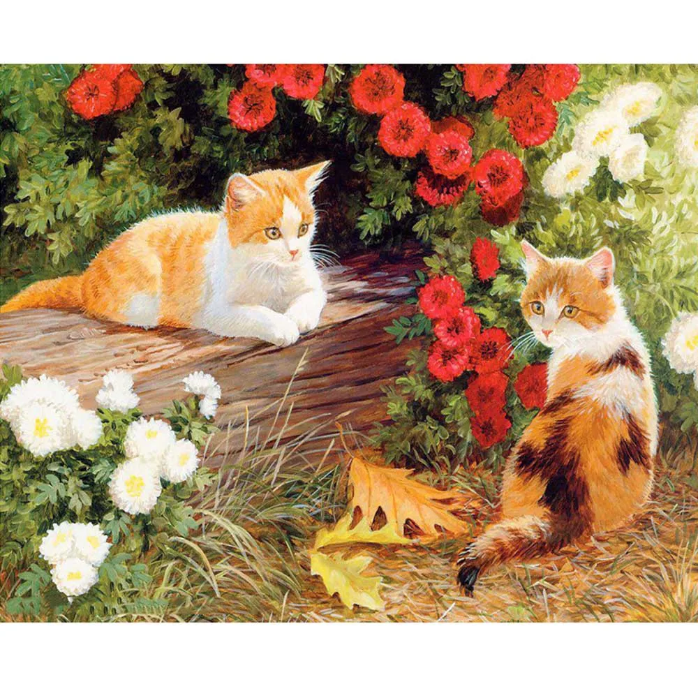 Cat 18 Рамка Животные Кошки Сделай Сам Набор для рисования по номерам Современная Настенная художественная картина холст краски уникальный подарок для домашнего декора небо gato - Цвет: Cat 18