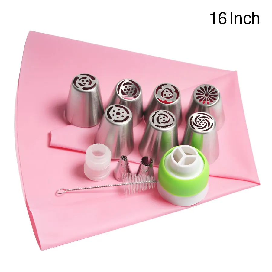 16 Inch 13PCS Russian Tulip Icing Piping Nozzles Stainless Steel Rose Cream Biscuits Sugarcraft Pastry Baking Tool DIY 10/12/14/16 INCH - Цвет: 16 Inch