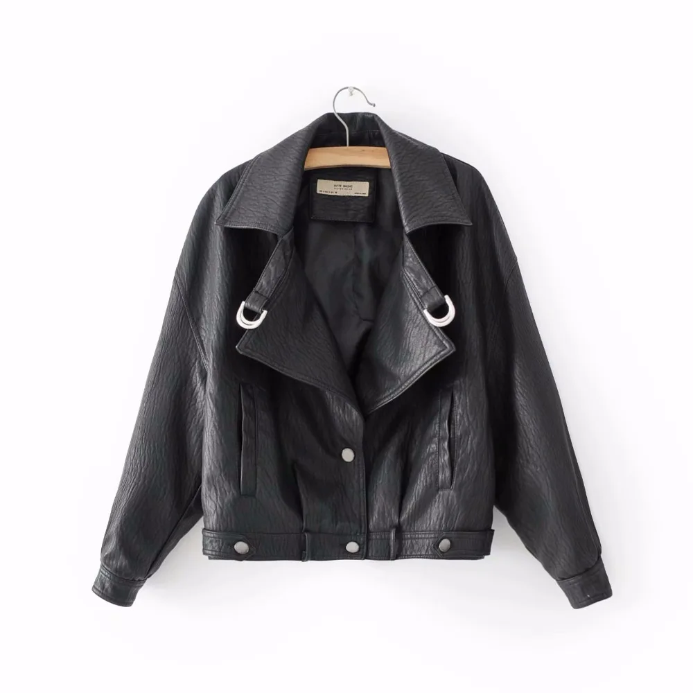 Модная женская элегантная байкерская куртка из искусственной кожи на молнии