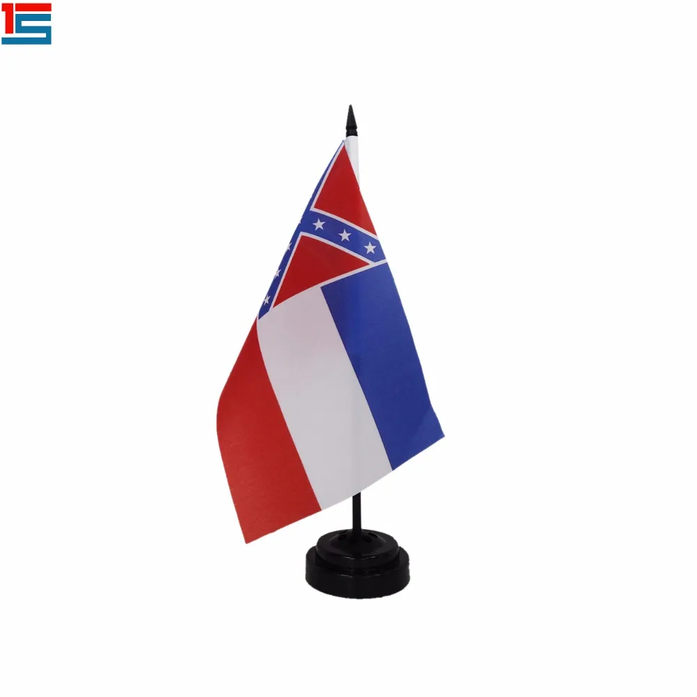 Индивидуальный настольный мини флаг США Миссисипи с пластиковым шестом и черной