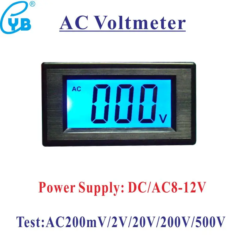 AC200mV/2 V/20 V/200 V/500 V AC Измеритель Напряжения источник питания DC или 8 12V Вольтметр