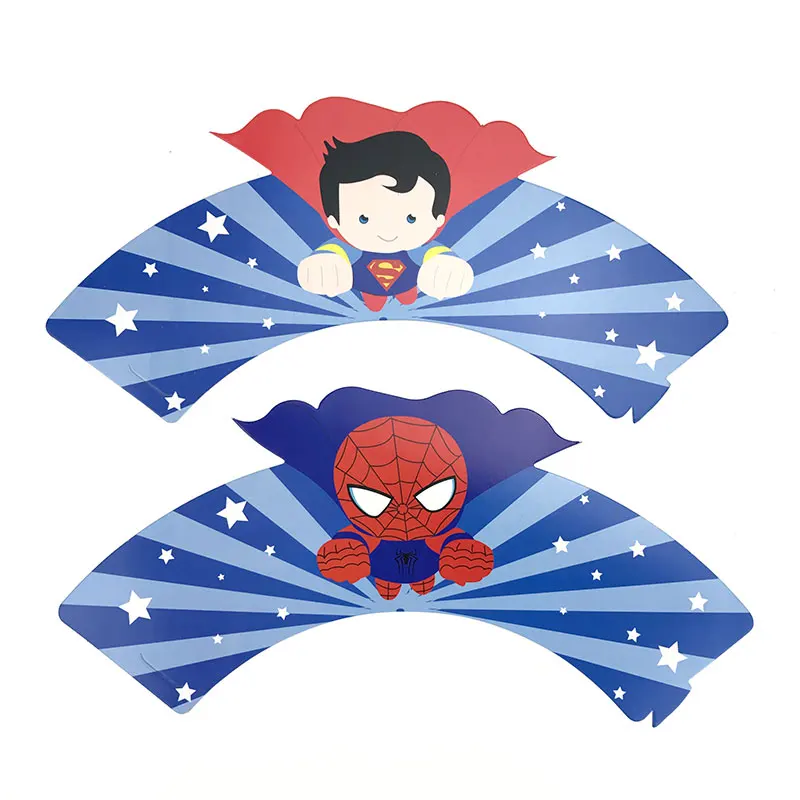 12 комплектов обертки с супергероем кексом детские украшения на день рождения