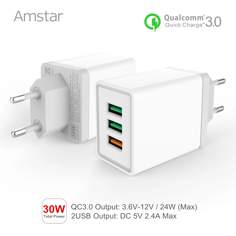 Амстар Quick Charge 3 0 30 Вт USB зарядное устройство настенное QC3.0 дорожное адаптер для