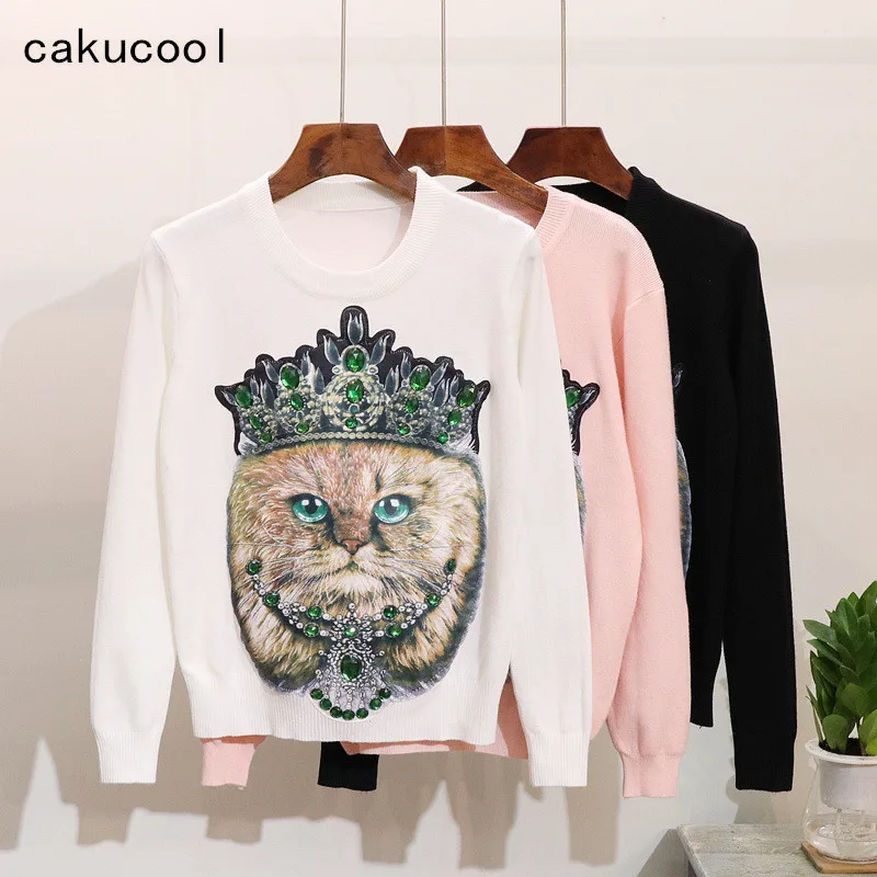 Женский трикотажный свитер Cakucool Осенний облегающий с длинным рукавом и принтом в